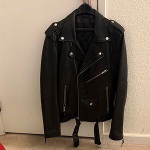 BLK DNM Black Calf Skin Leather Moto Jacket